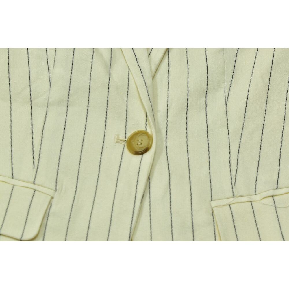 LOFT Petite Size 2P White Pinstripe Linen Blend One-Button Blazer - Picture 6 of 8
